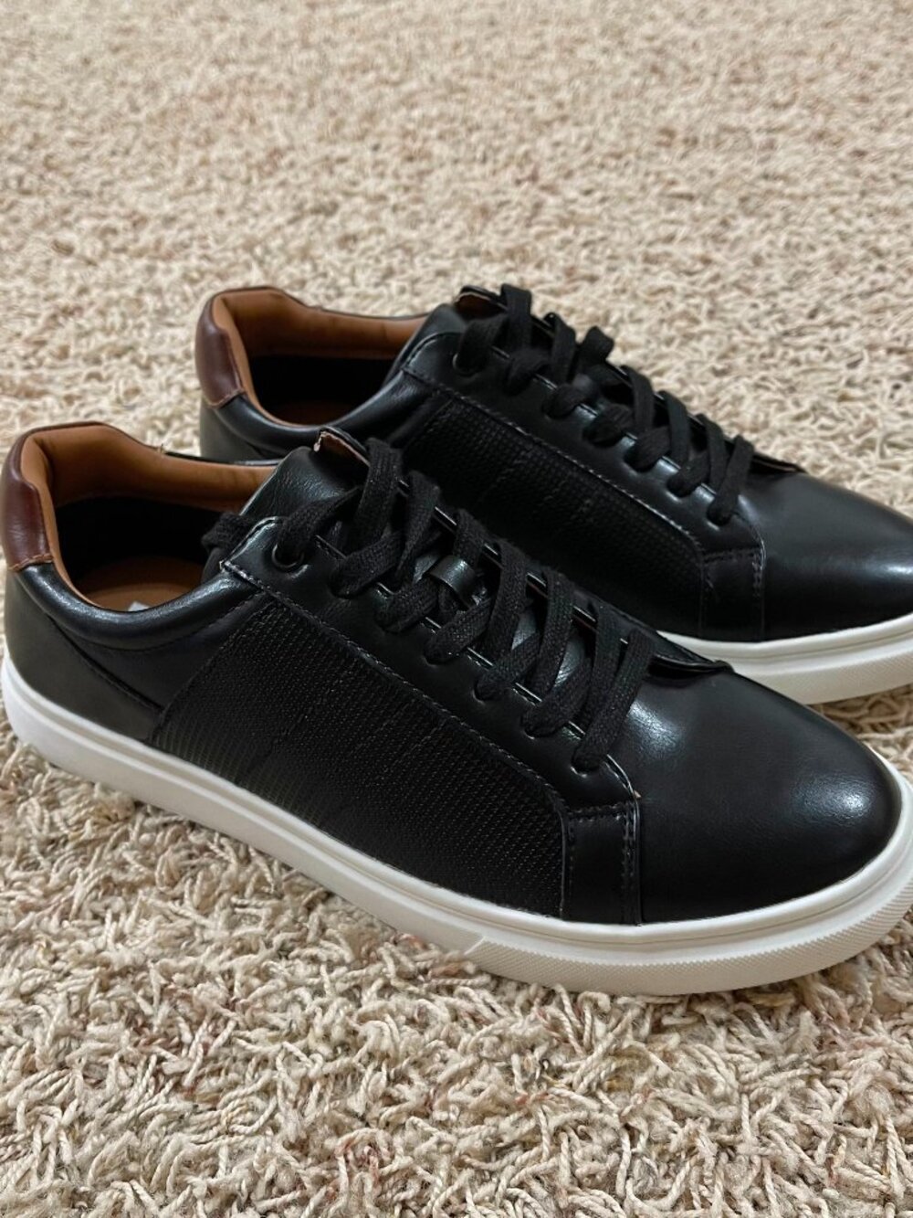 Steve Madden Men’s Tucker Faux Leather Sneakers Shoes Black, Size 11M (New)